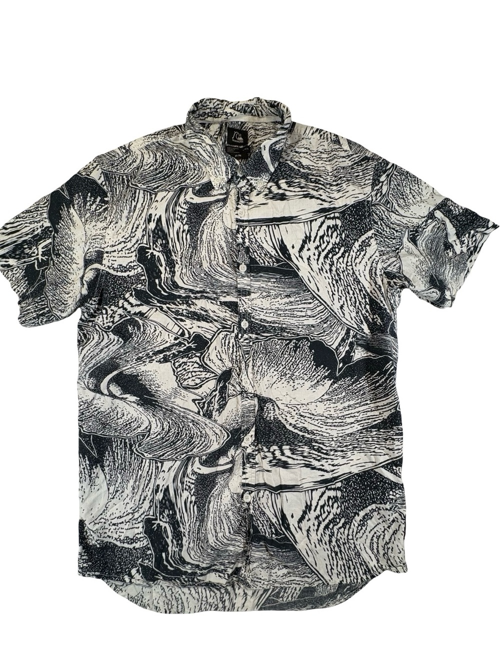 Quiksilver Dark Rituals Slim Fit Abstract Button Up L Shirt Surf Skate Coastal